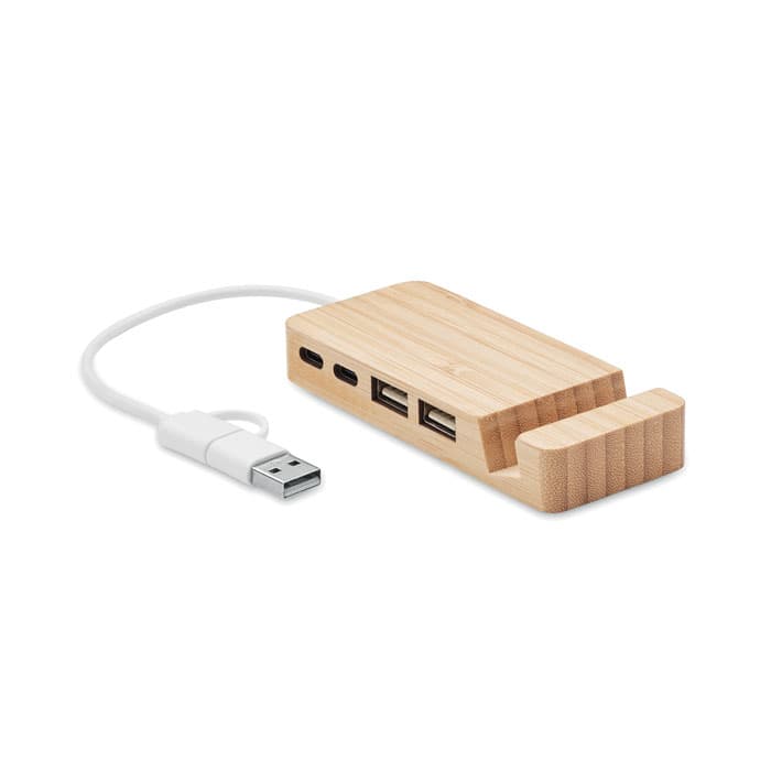 HUBSTAND. Hub usb a 4 porte in bamboo