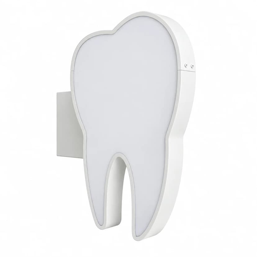 Insegna a bandiera luminosa a forma di dente 42x60 cm