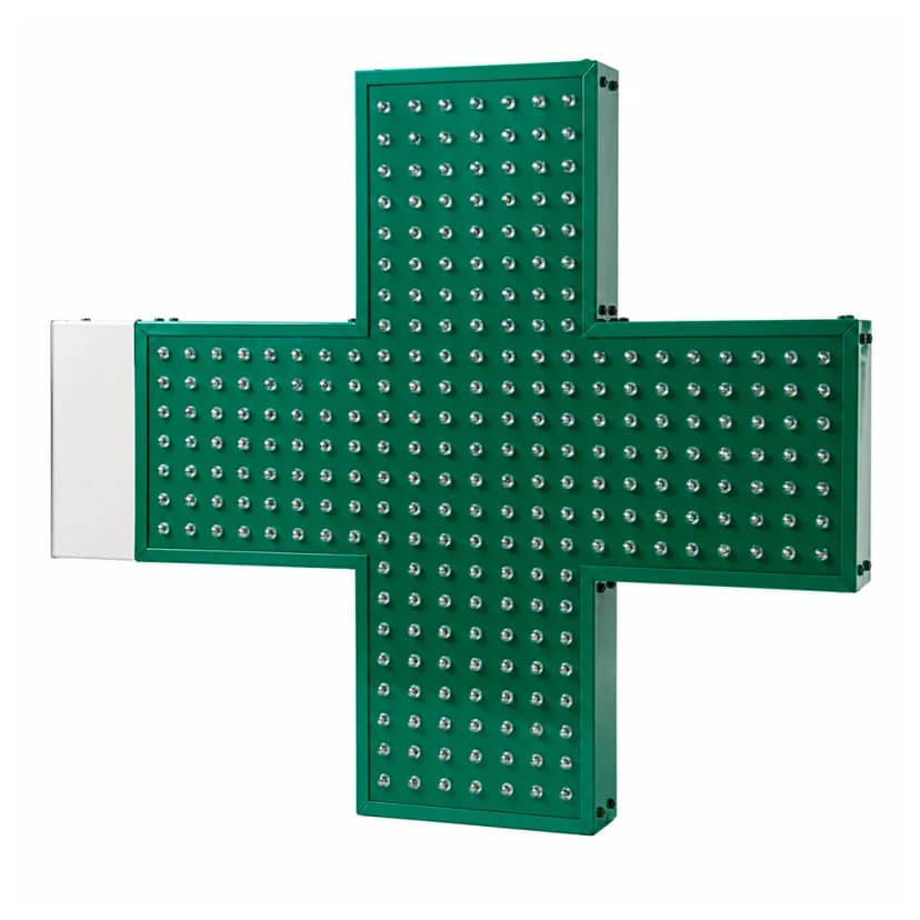Croce farmacia luminosa a bandiera 60x60 cm